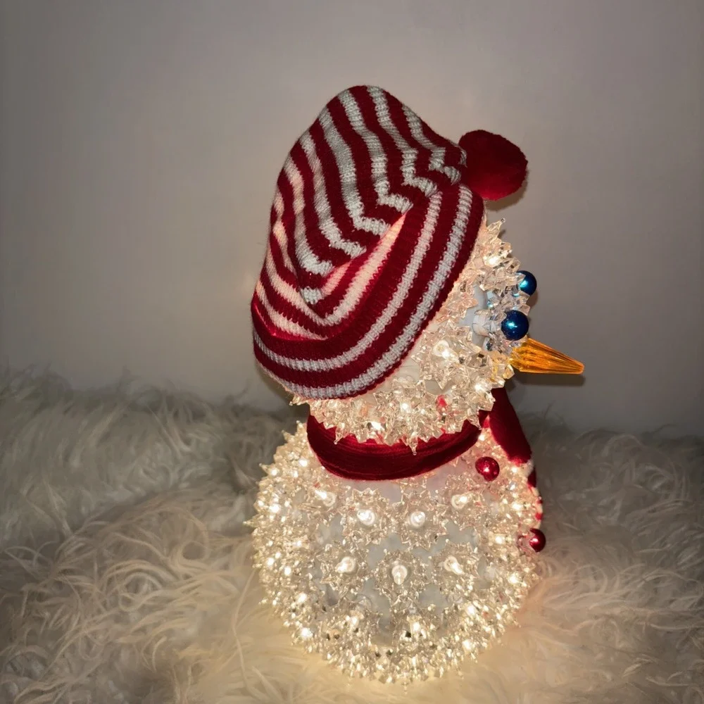 Vintage Snowman Lighted Decoration Atomic Star Burst Shaped Light Covers With